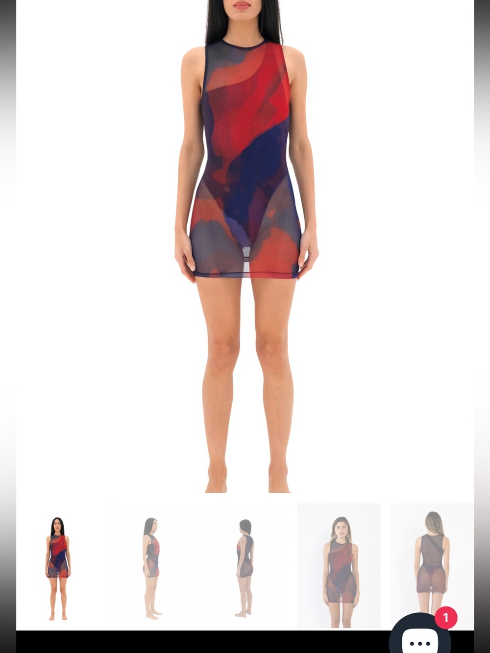 Red and Navy Abstract One Piece Swim